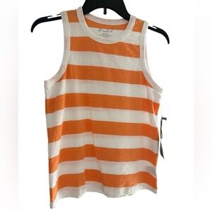 Marled White Tangerine‎ Striped Cotton Modal Top